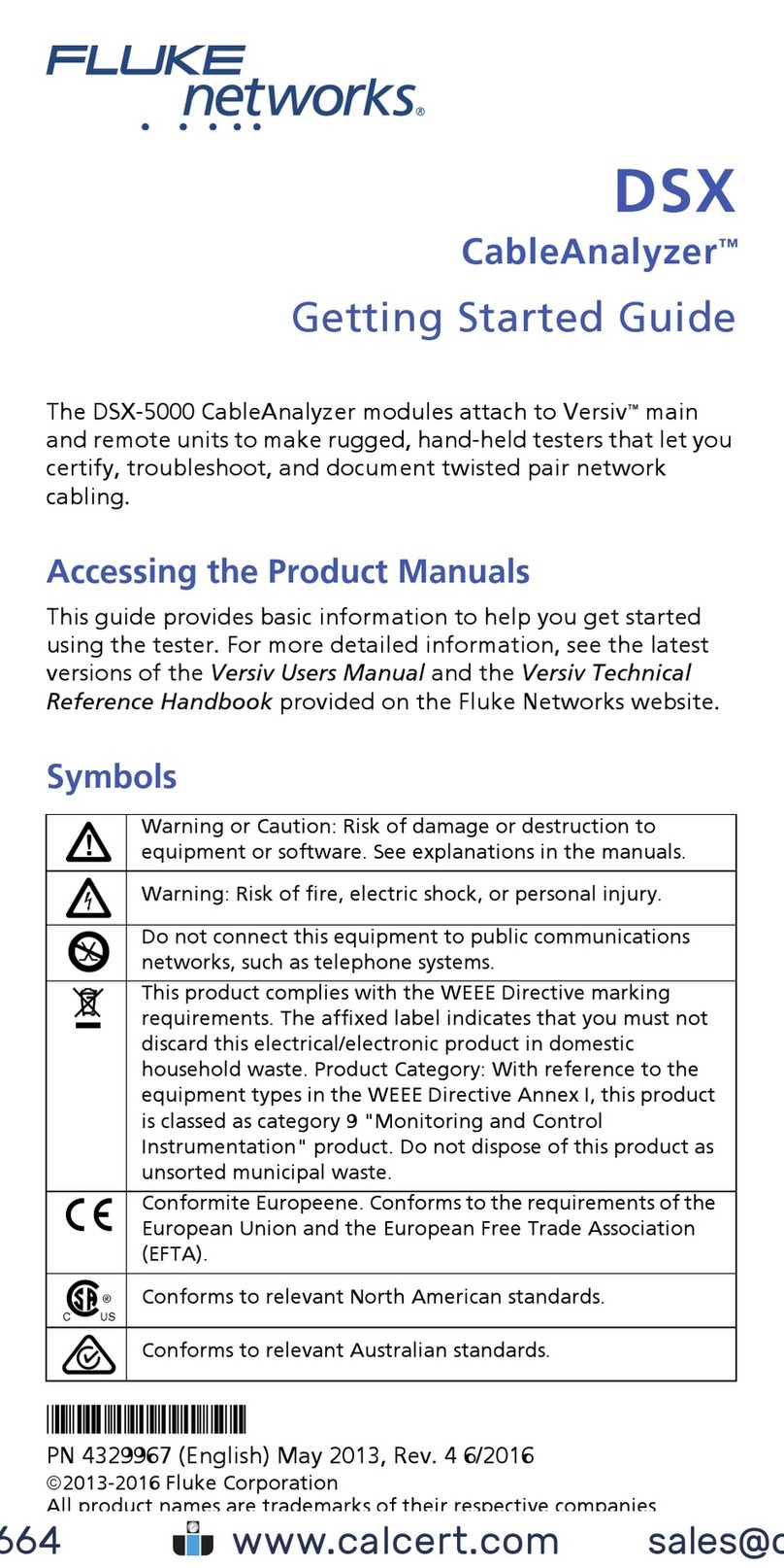 Fluke CableAnalyzer DSX-500 User manual Fluke CableAnalyzer DSX-500 User manual