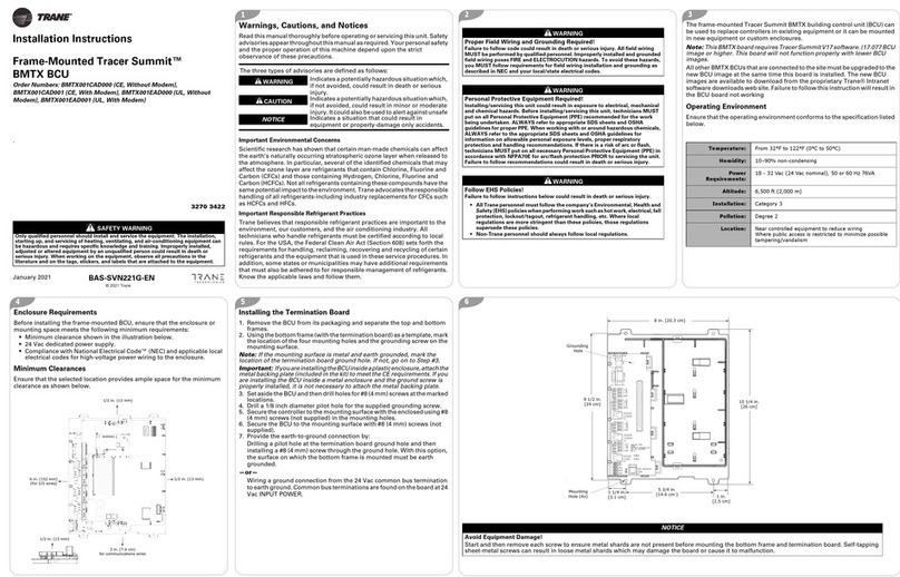 Trane BMTX BCU User manual