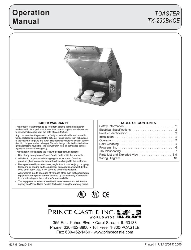 Prince Castle TX-230BKCE User manual