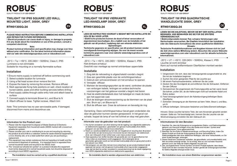 LED Group ROBUS TWILIGHT RTW0130SQ-24 User manual