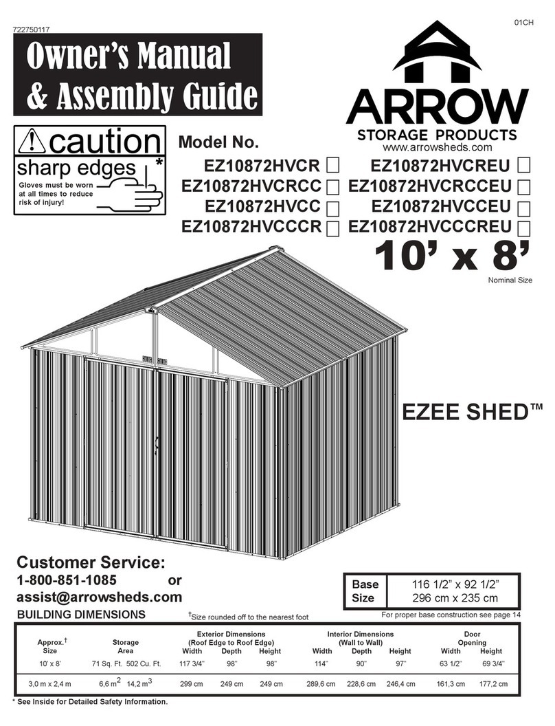 Arrow EZEE SHED EZ10872HVCR Owner's manual & assembly guide