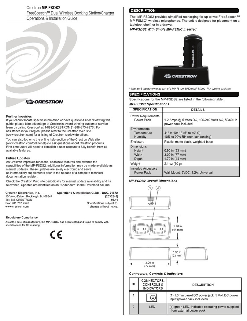 Crestron FreeSpeech MP-FSDS2 Operations & installation guide