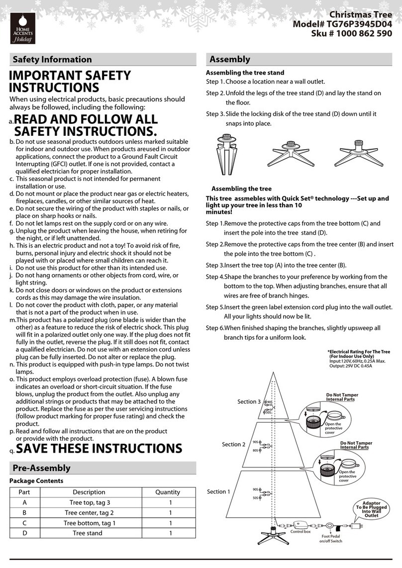 Home Accents Holiday TG76P3945D04 quick start guide