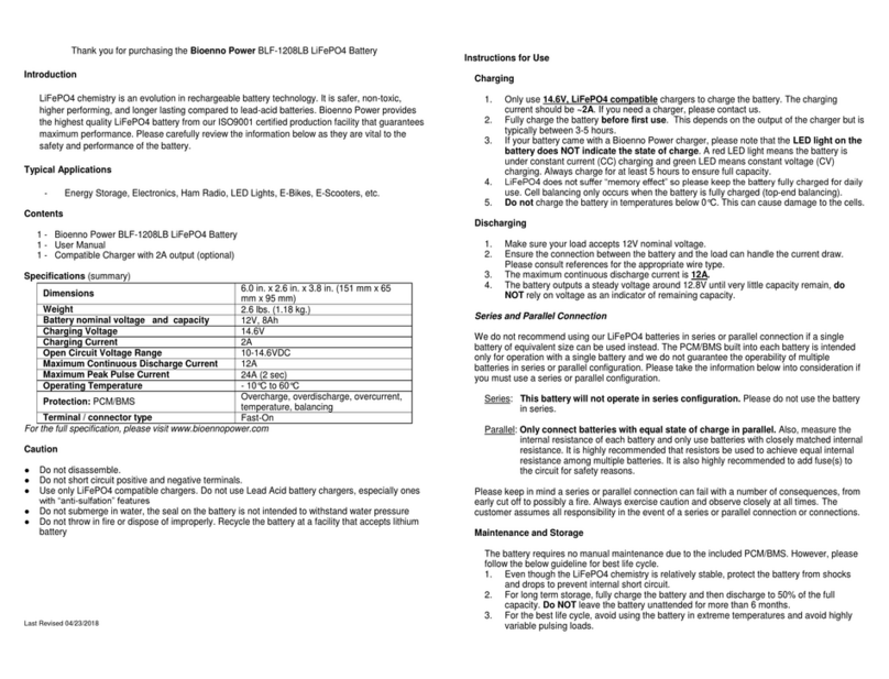 Bioenno Power BLF-1208LB User manual