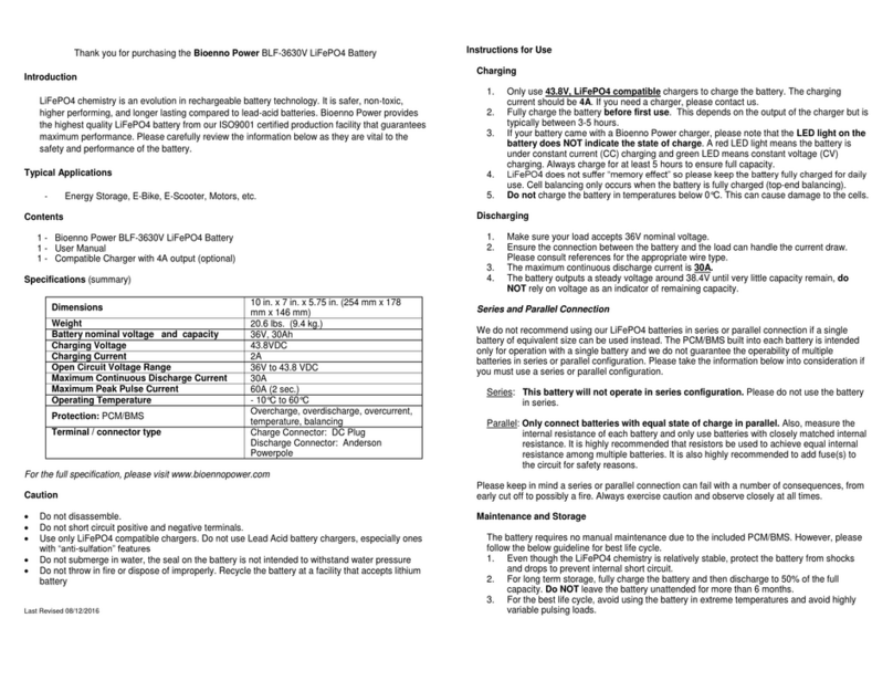 Bioenno Power BLF-3630V User manual