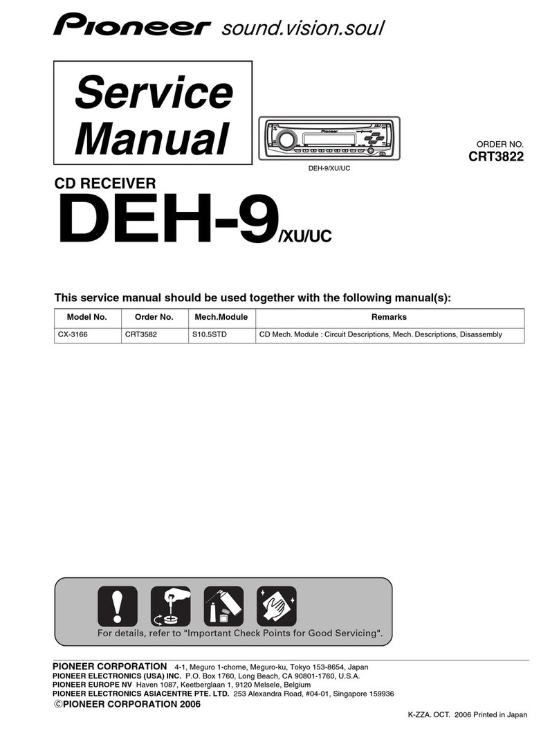 Pioneer DEH-9/XU User manual Pioneer DEH-9/XU User manual