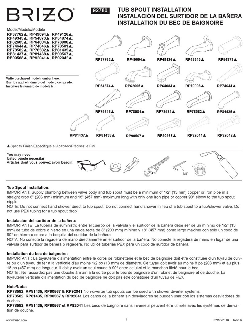 Brizo RP78582 Series User manual