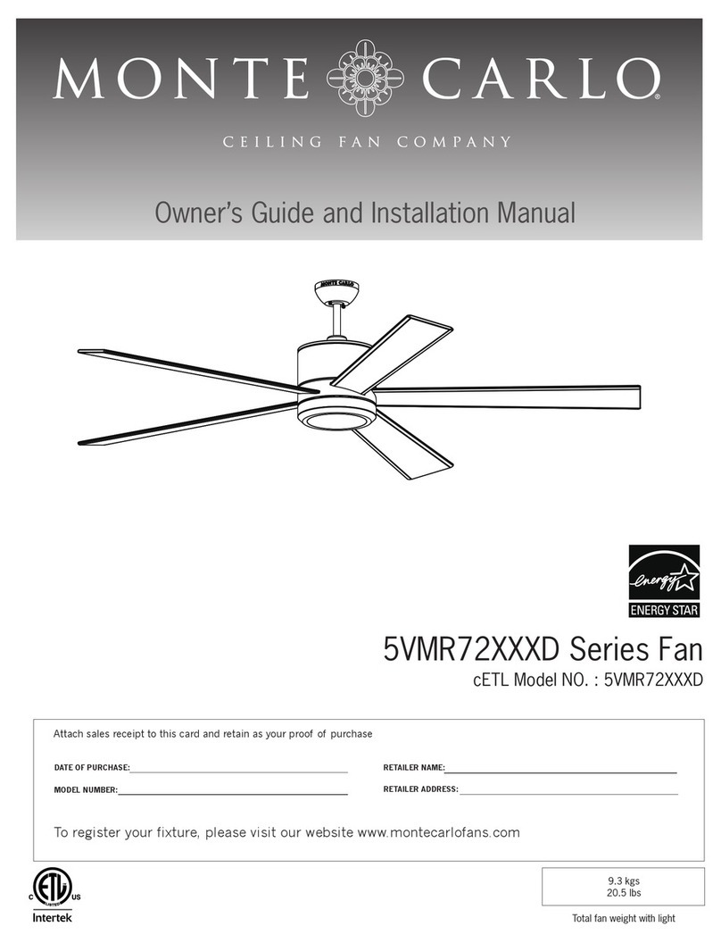 Monte Carlo Fan Company 5VMR72 D Series Owner's guide and installation manual