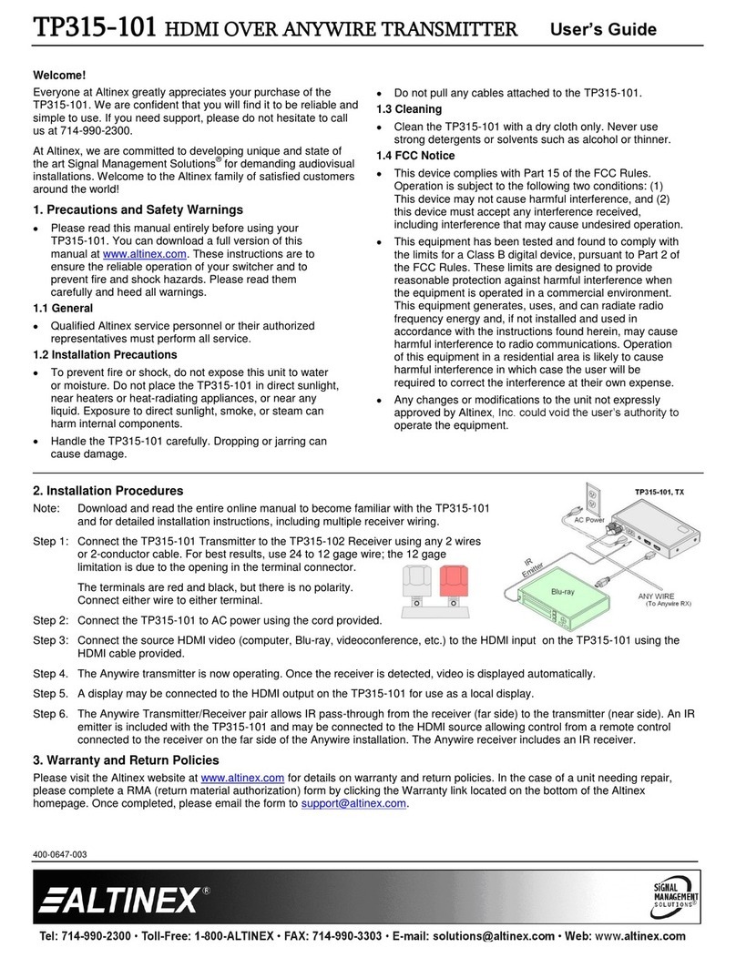 Altinex TP315-106 User manual