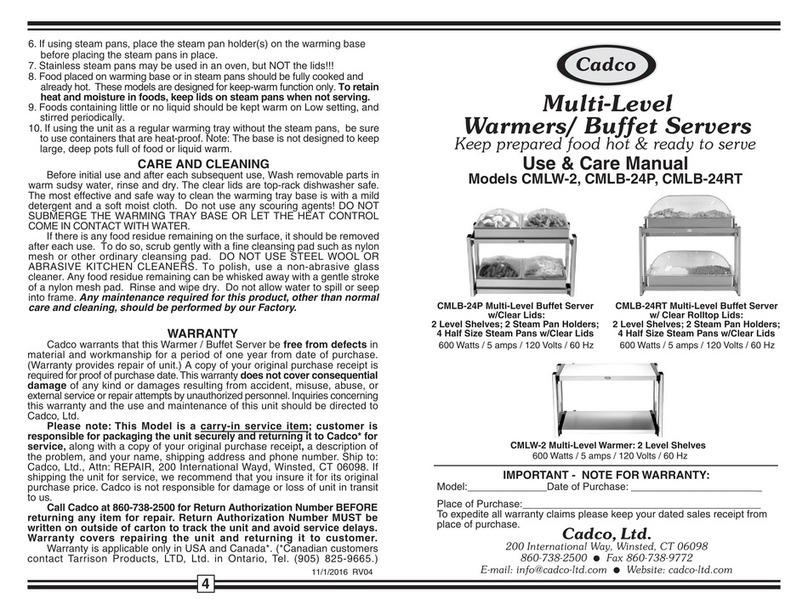 Cadco CMLW-2 User manual