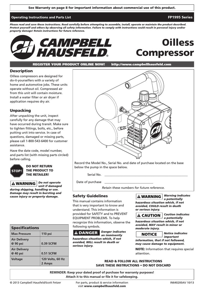 Campbell Hausfeld FP1995 Series Use and care manual