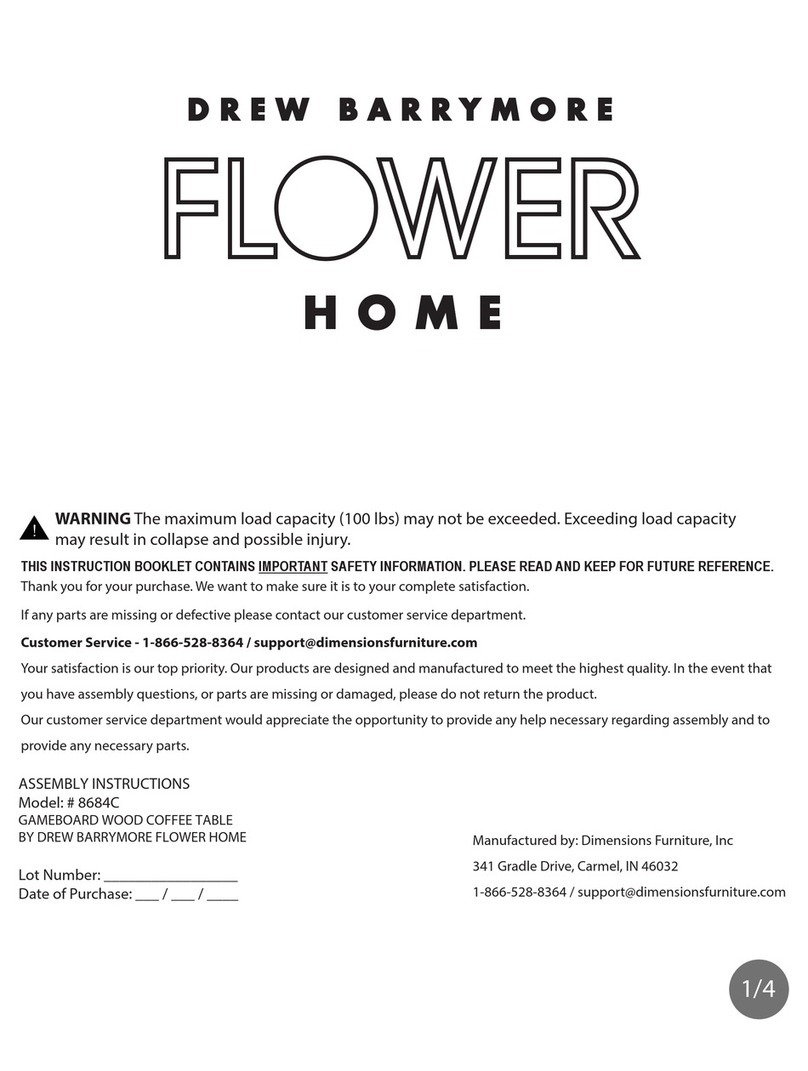 Dimensions Furniture Drew Barrymore Flower Home Series Assembly instructions Dimensions Furniture Drew Barrymore Flower Home Series Assembly instructions