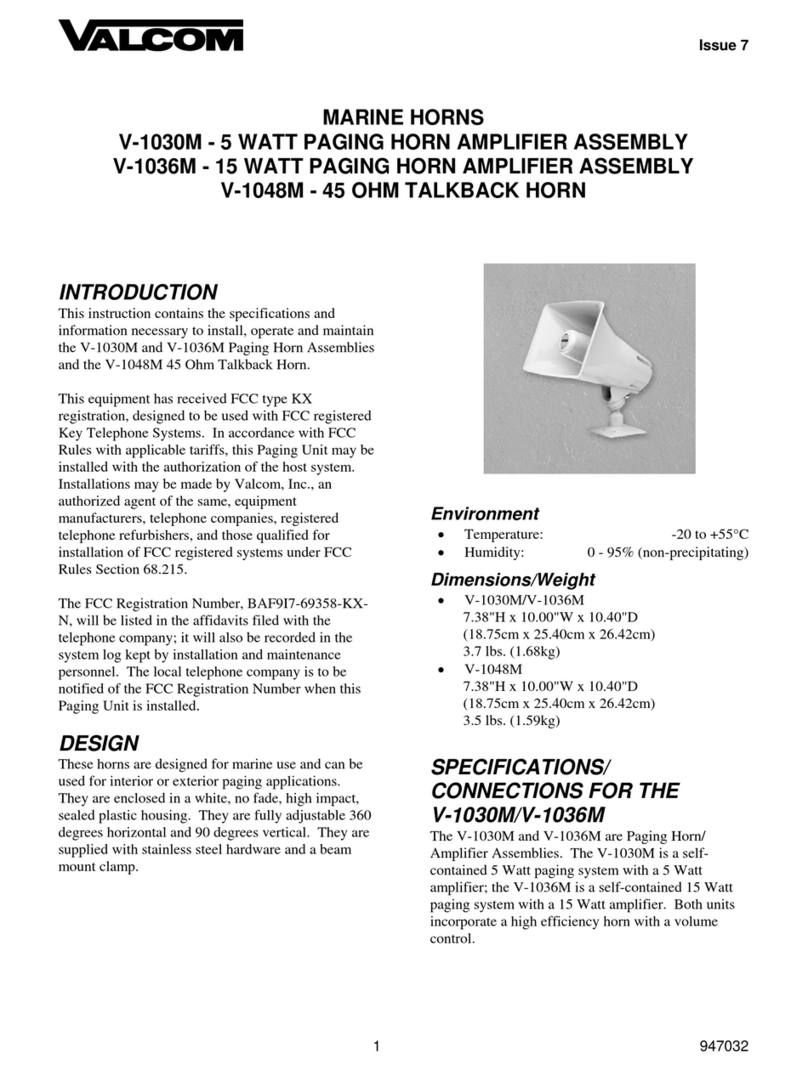 Valcom V-1030M quick start guide