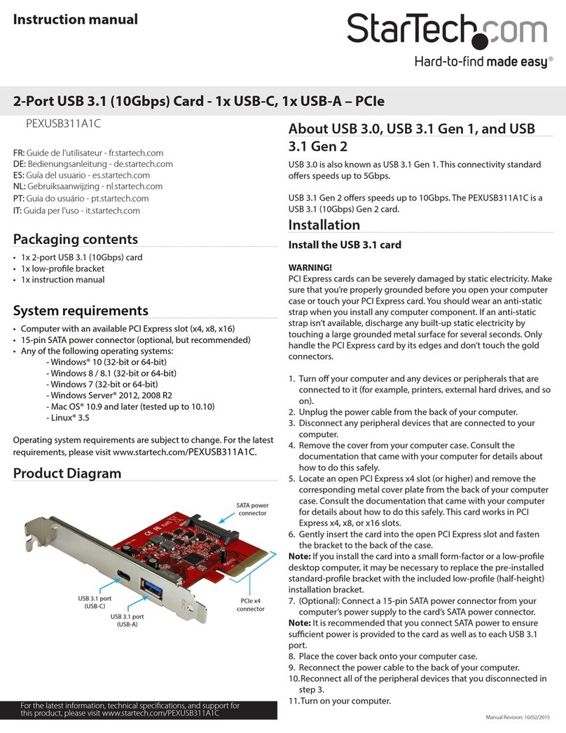 StarTech.com PEXUSB311A1C User manual