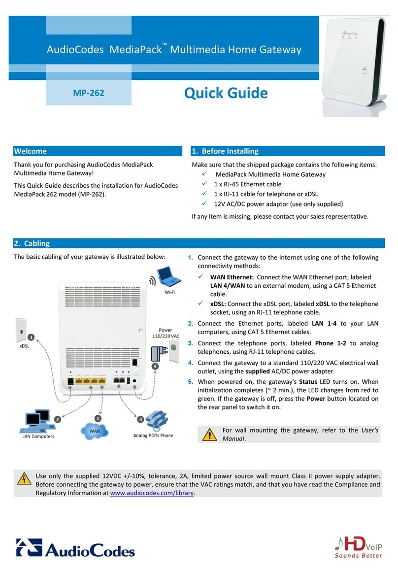 AudioCodes MediaPack MP-262 User manual