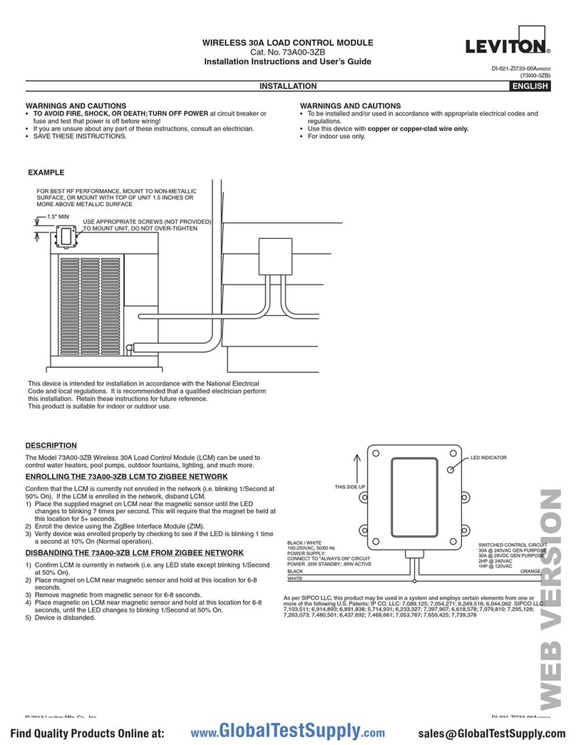 Leviton 73A00-3ZB Mounting instructions