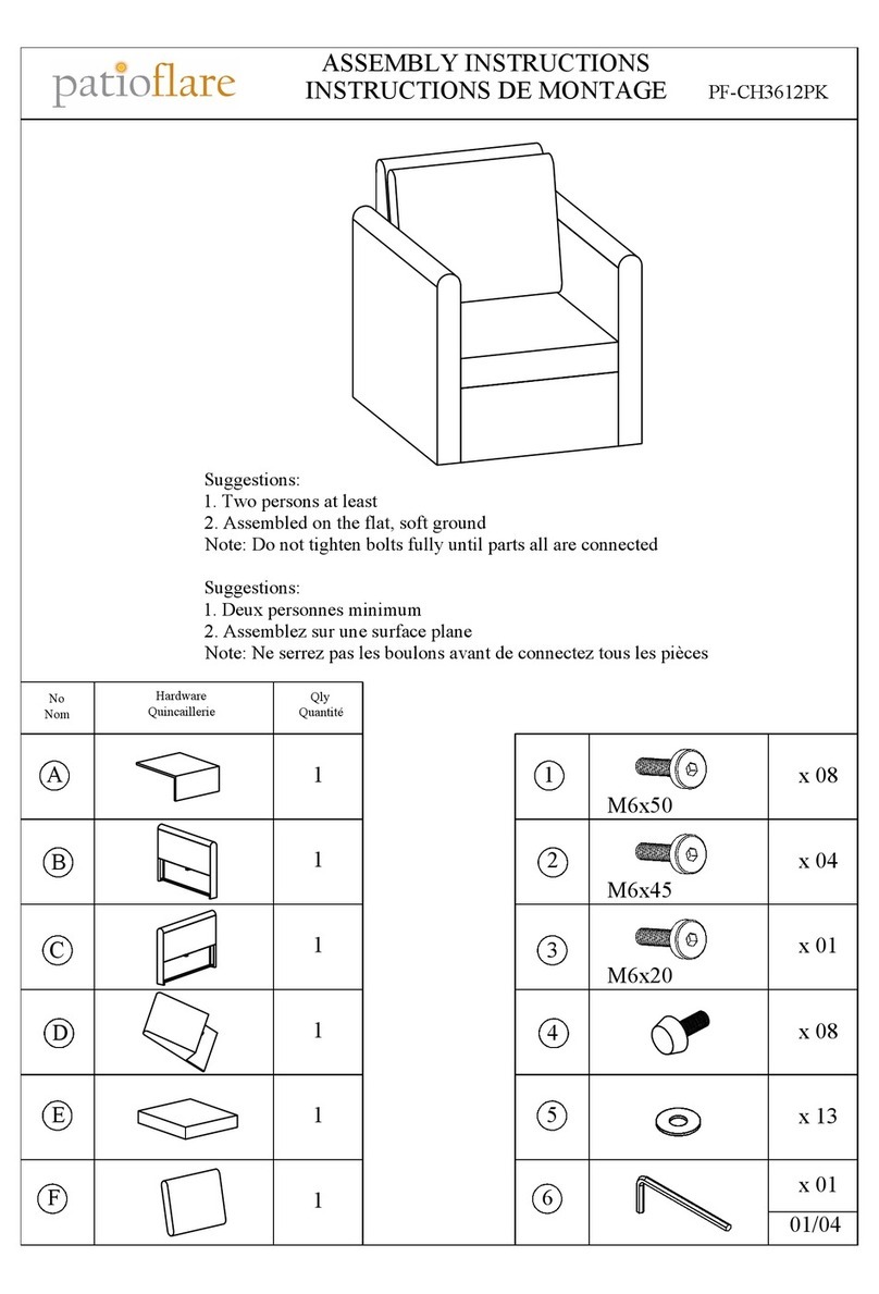 JR Home Patioflare PF-CH3612PK Assembly instructions