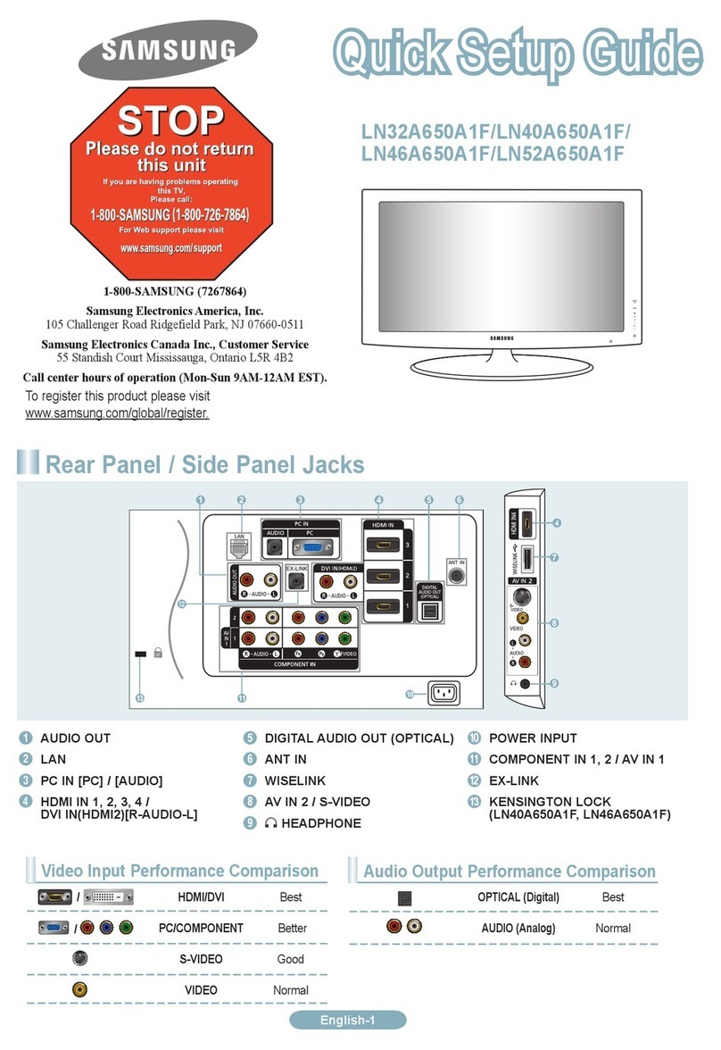 Samsung LN40A650A1FXZA Quick setup guide