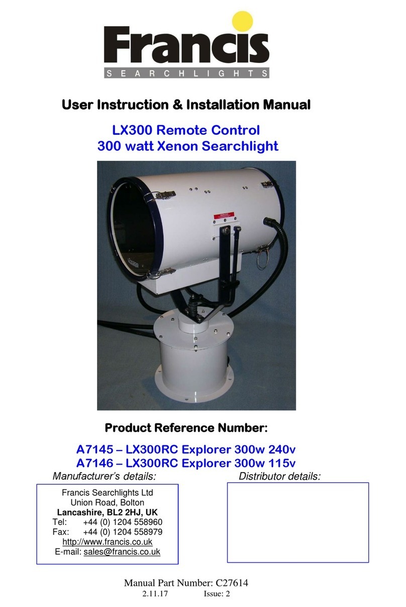 Francis Searchlights A7145 User instruction & installation manual Francis Searchlights A7145 User instruction & installation manual