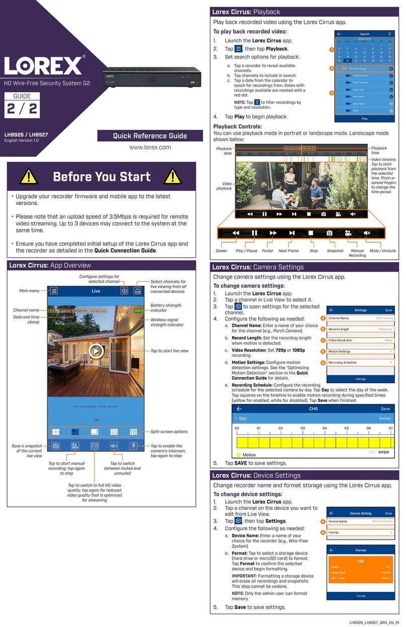 Lorex LHB926 Series User manual