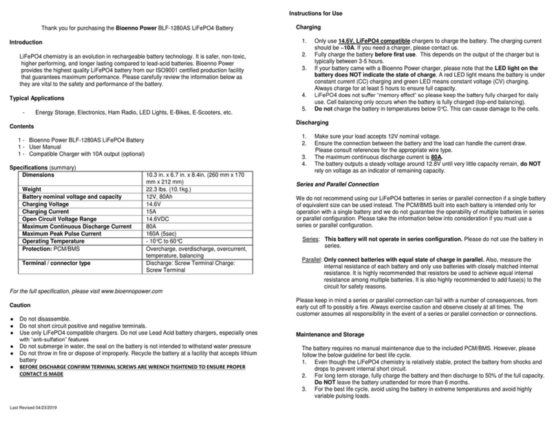 Bioenno Power BLF-1280AS User manual