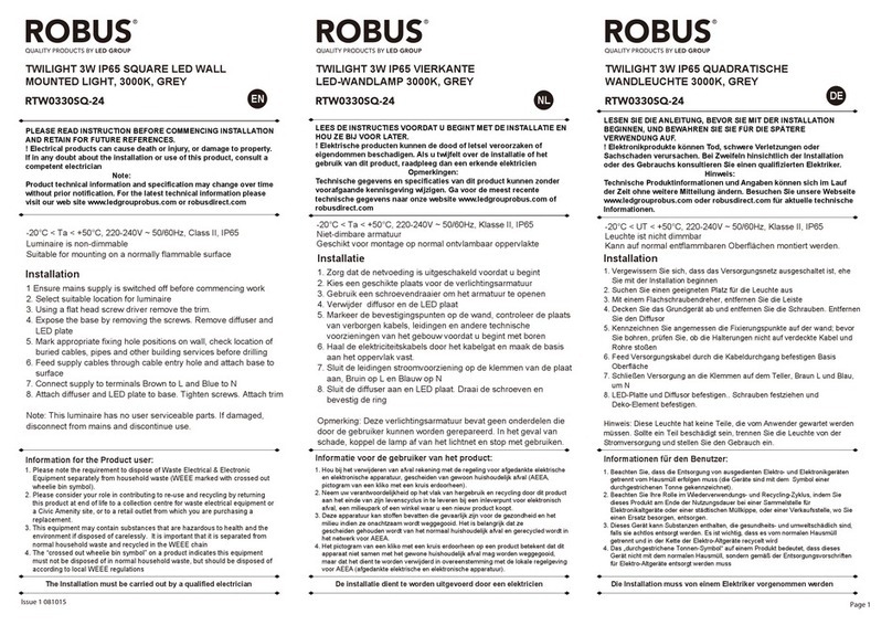 LED Group ROBUS TWILIGHT RTW0330SQ-24 quick start guide