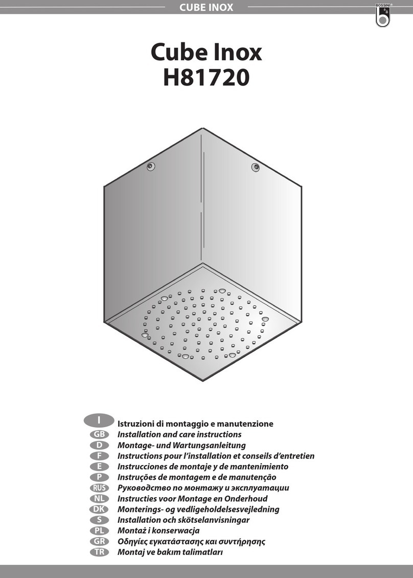 Bossini Cube Inox H81720 INSTALLATION AND CARE INSTRUCTIONS Bossini Cube Inox H81720 INSTALLATION AND CARE INSTRUCTIONS
