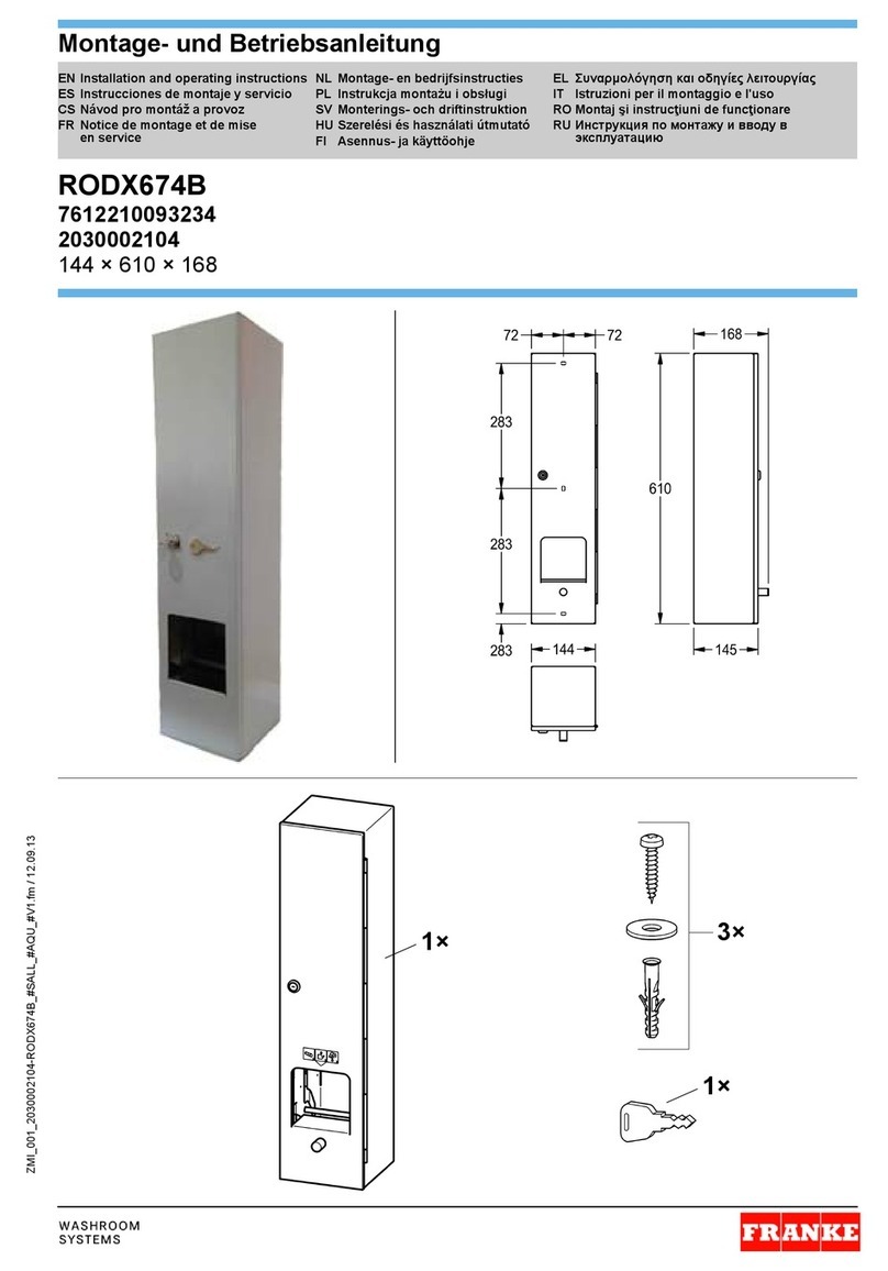 Franke 7612210093234 Installation and operating instructions