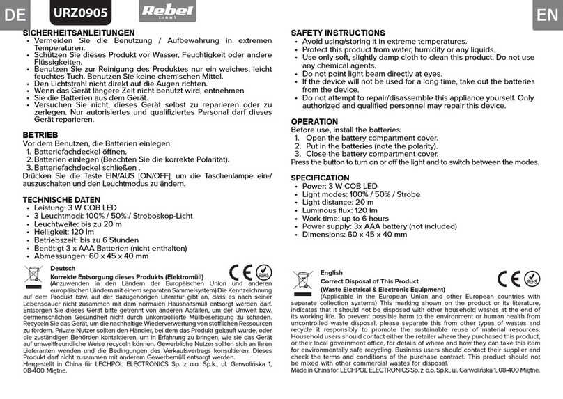 Rebel Light URZ0905 User manual