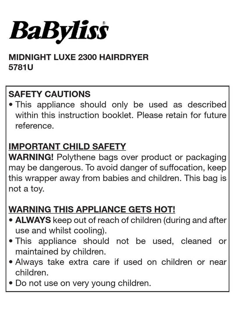 BaByliss MIDNIGHT LUXE 2300 quick start guide