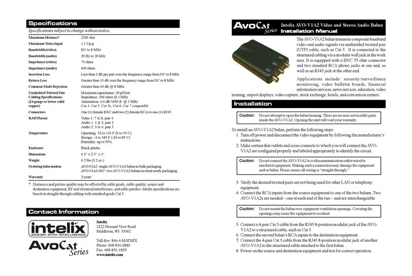 Intelix AvoCat AVO-V1A2 User manual