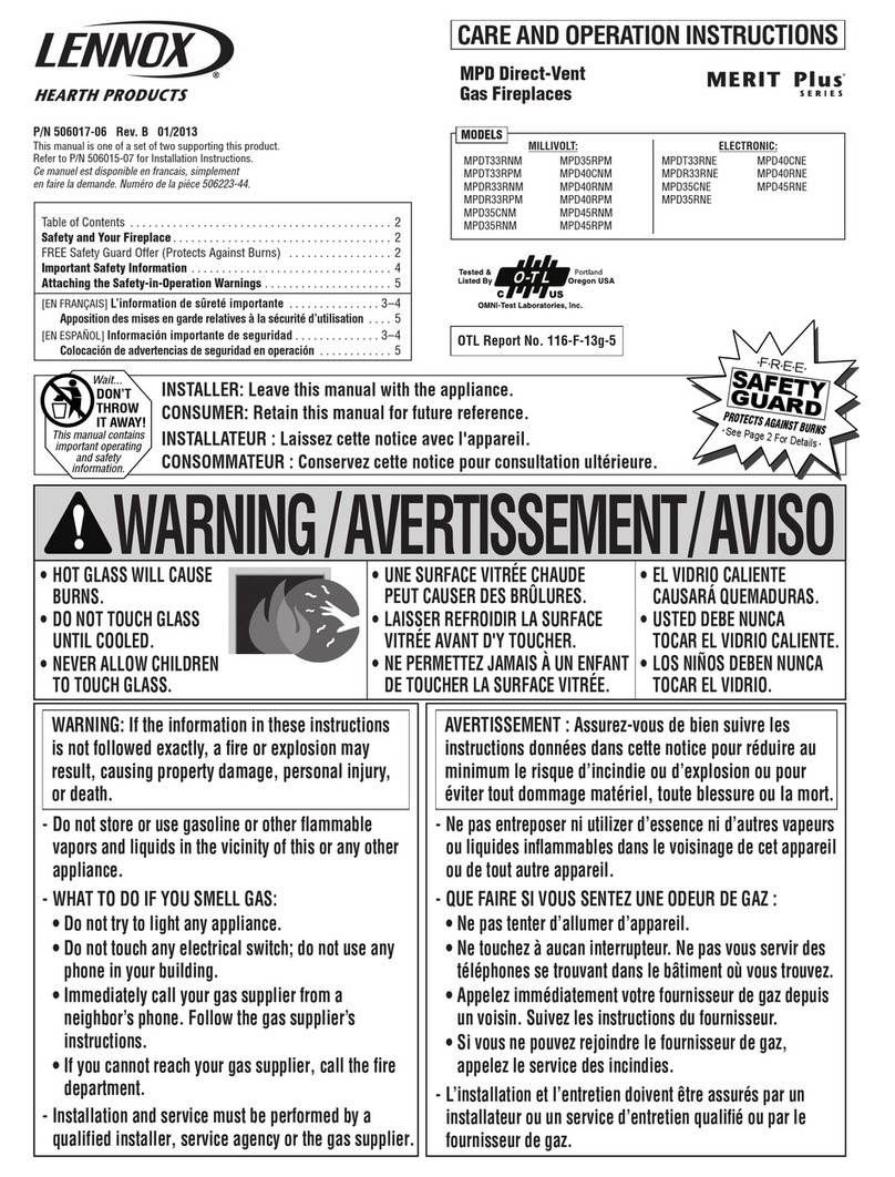 Lennox Hearth Products MERIT Plus Series User manual