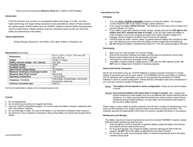 Bioenno Power BLF-1208LB User manual