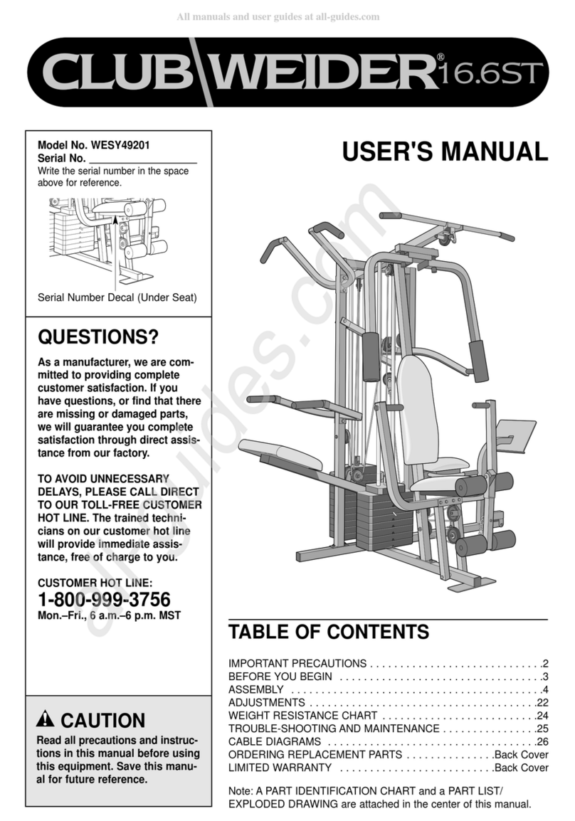 Club Weider WESY49201 user manual