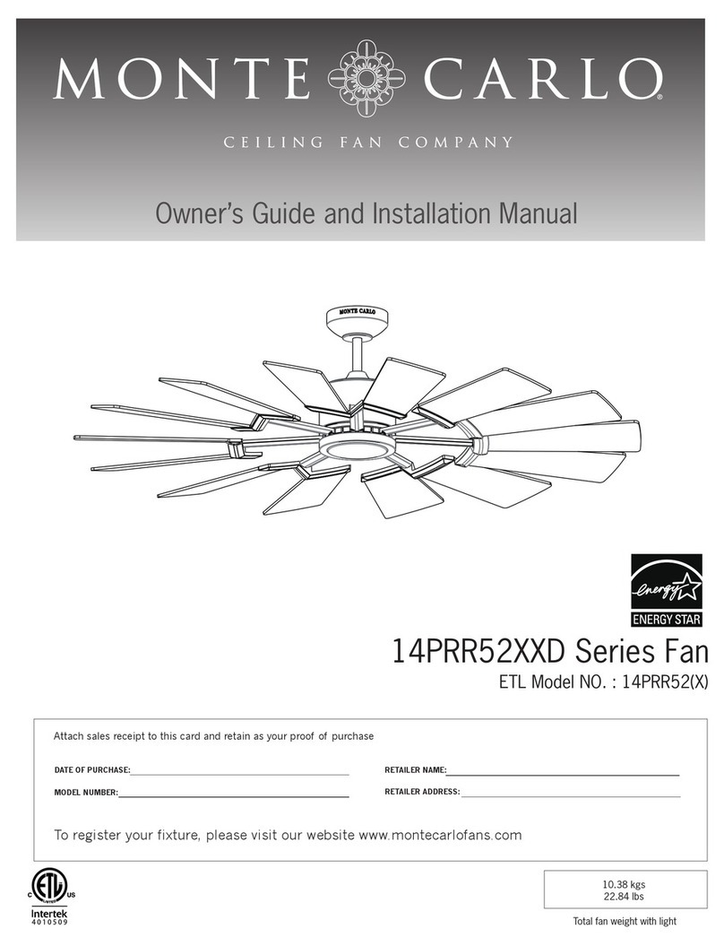 Monte Carlo Fan Company Prairie 14PRR52 D Series Owner's guide and installation manual