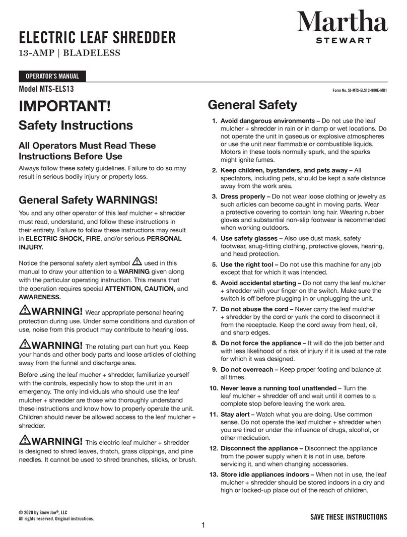 SNOWJOE Marta STEWART MTS-ELS13 owner's manual