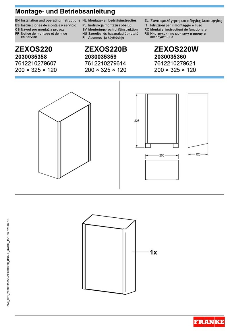 Franke ZEXOS220 Installation and operating instructions