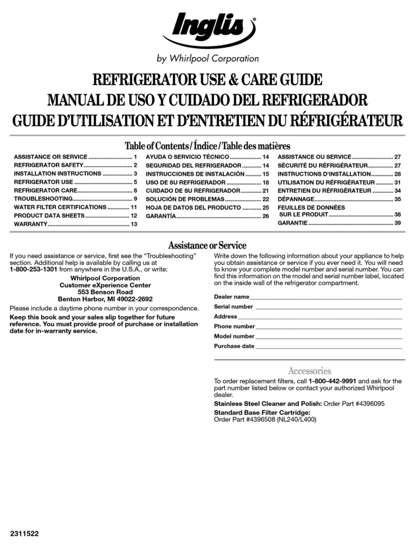 Whirlpool Inglis IS25CFXTQ02 Use & care guide