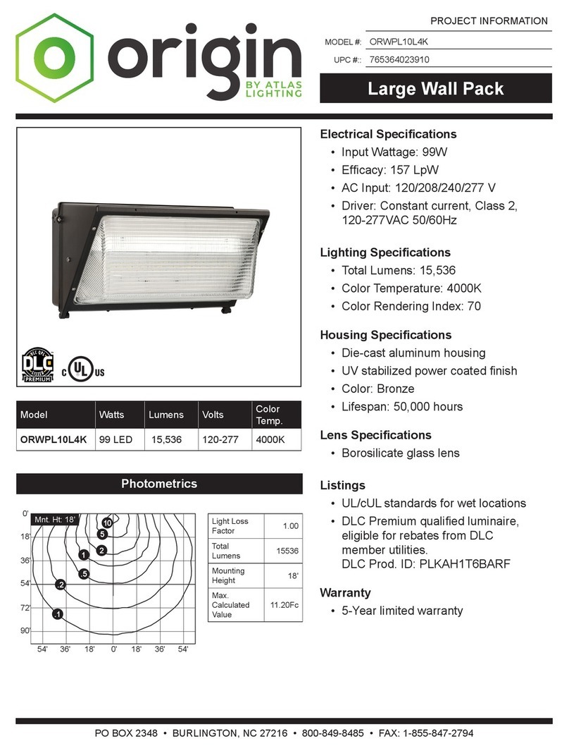 Atlas Lighting Products ORIGIN ORWPL10L4K manual