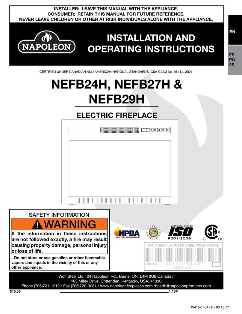Napoleon Cinema NEFB29-3A Installation and operating instructions