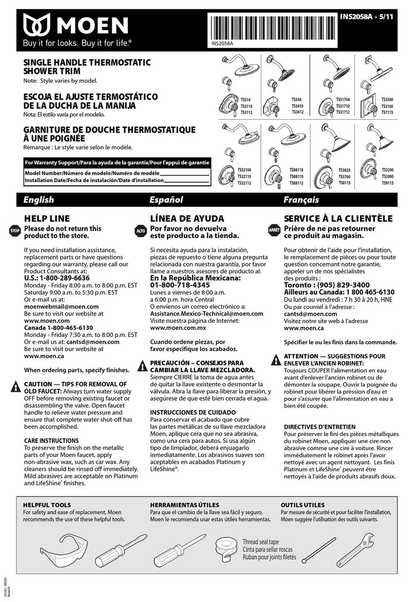 Moen TS3900 User manual Moen TS3900 User manual