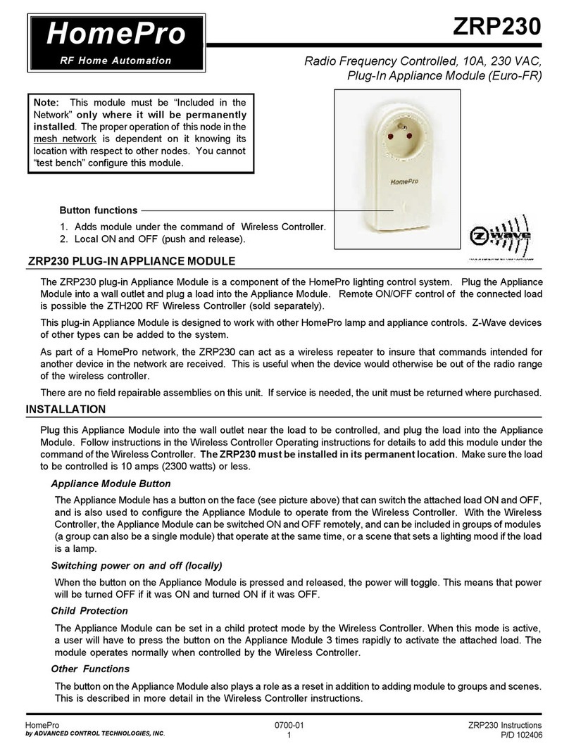 HomePro ZRP230 quick start guide