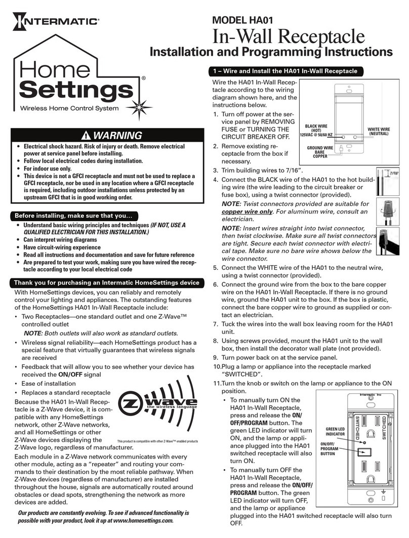 Intermatic Home Settings HA01 Technical specifications Intermatic Home Settings HA01 Technical specifications