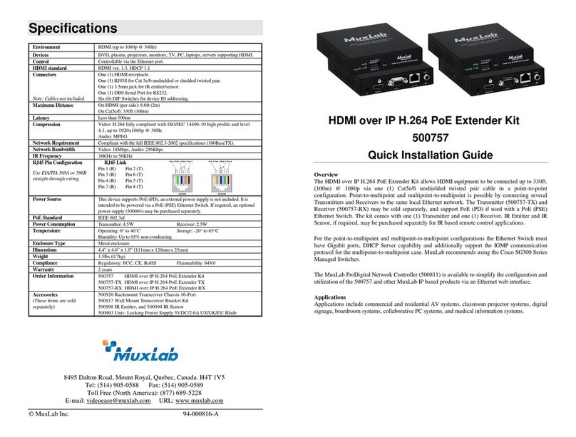 MuxLab 500757 Quick installation guide