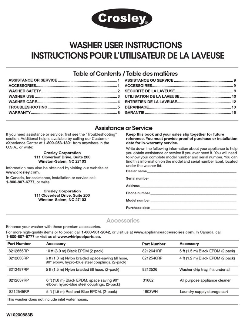 Crosley CAWS16445VQ0 User manual