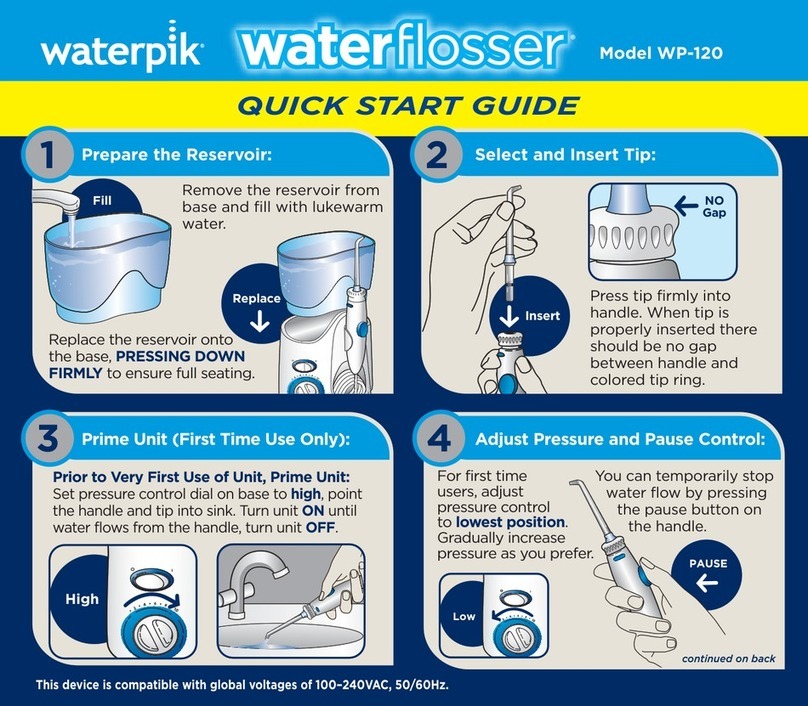Waterpik Technologies WaterFlosser WP-120 quick start guide Waterpik Technologies WaterFlosser WP-120 quick start guide