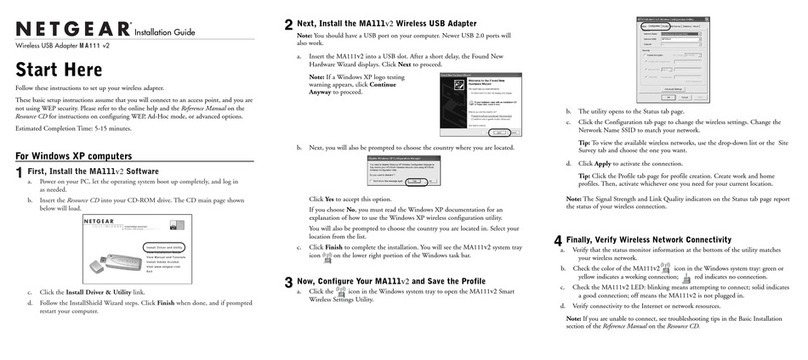 NETGEAR MA111v2 - 802.11b Wireless USB Adapter User manual