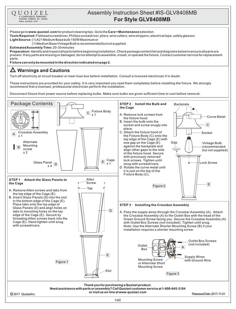 Quoizel GLV8408MB Assembly instruction sheet