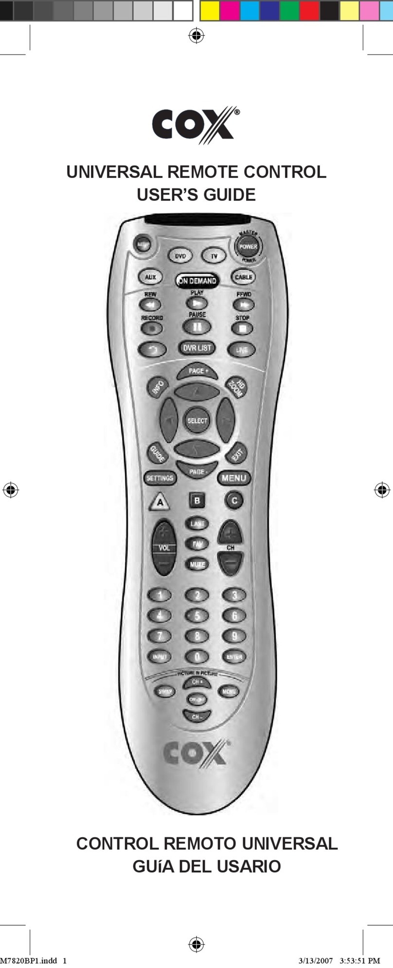COX URC7820 User manual