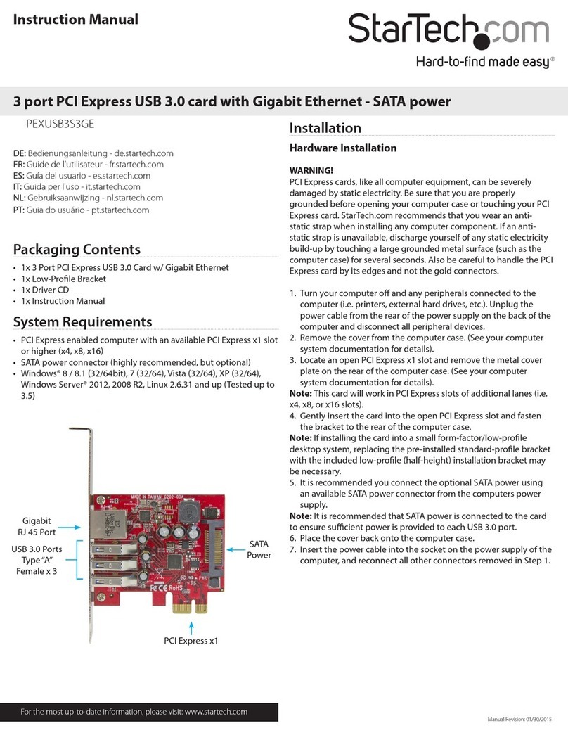 StarTech.com PEXUSB3S3GE User manual